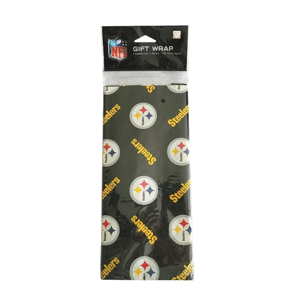 Pittsburgh Steelers Gift Wrap 3 Sheets New 2012 Design Football Wrapping Paper